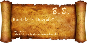 Bertók Dezső névjegykártya